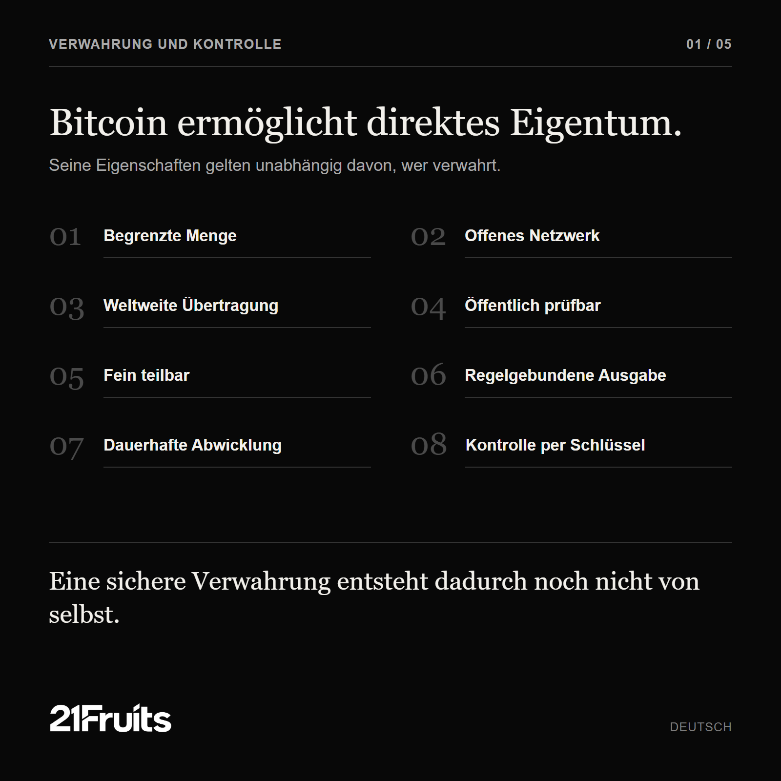 Eigenschaften von Bitcoin und die Unterscheidung zwischen Protokoll und Verwahrungslösung