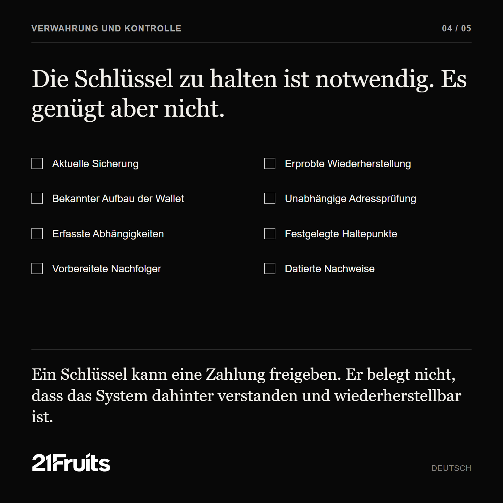 Sicherheitsvorkehrungen, die über den Besitz privater Bitcoin-Schlüssel hinaus erforderlich sind